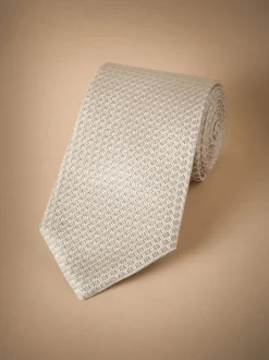 Next neutre - Cravate Signature en soie texturée New