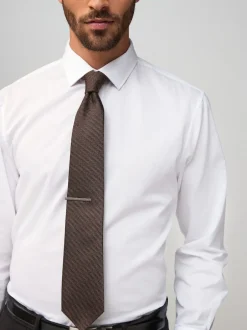 Next - Cravate texturée avec pince à cravate neutre Outlet