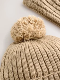 Next neutre - Ensemble Bonnets et snood à pompon 2 Pieces (1-16ans) Clearance