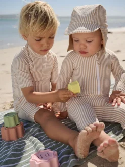 Next neutre - Ensemble maillot de bain et chapeau anti-soleil rayé (3mois-7ans) Sale