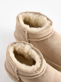Next - Flatform Mini Bottes Pull-On en daim doublées chaudes et déperlantes neutre Clearance