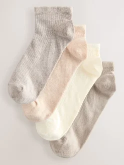 Next neutre - Lot de 4 paires de chaussettes de sport côtelées Clearance