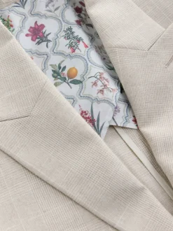 Next neutre - Veste de costume à carreaux en lin Blend coupe régulière