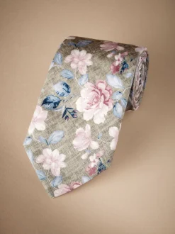 Next Neutre Brown/Rose Fleuri  - Cravate Signature Made in Italie à motif paisley Online