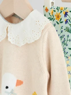 Next Neutre canard/Vert sauge Ditsy - Pull et Leggings en maille Bébé Ensemble 2 Pièces (0mois-3ans) Online