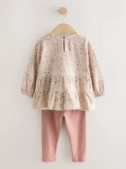 Next Neutre Ditsy Fleuri - Ensemble chemisier et legging à manches longues (3mois-7ans) Clearance