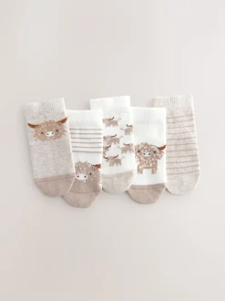 Next Neutre Hamish - Lot de 5 chaussettes pour bébé (0mois-2ans) Hot
