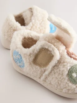 Next - Chaussons Cupsole doublés chauds Neutre Happy Face Clearance