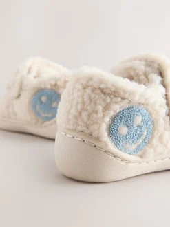 Next - Chaussons Cupsole doublés chauds Neutre Happy Face Clearance