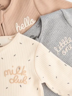 Next Neutre Milk Club - Lot de 3 dors-bien bébé à fermeture éclair bidirectionnelle 100 % coton (0mois -2ans) New