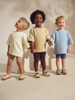 Next Neutre multicolore - Lot de 3 t-shirts texturés à manches courtes et shorts cyclistes (3mois7ans) Hot