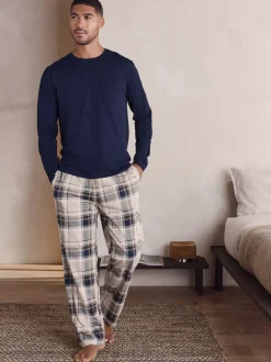 Next Neutre/Marine - Lot de 2 pyjamas à manches courtes en jersey à carreaux Online