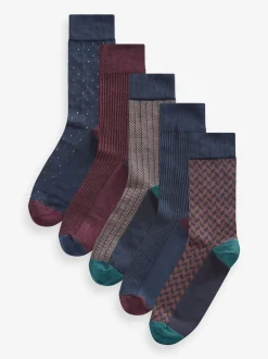 Next Neutre/Marine - Pattern Smart Socks 5 Pack Outlet