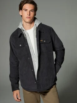 Next Noir - À capuche Velours côtelé Borg Veste-chemise doublée