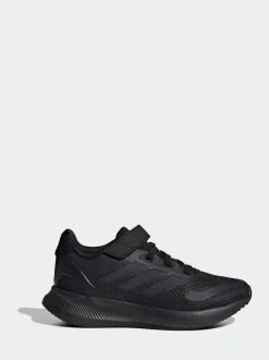 adidas - Baskets de course Runfalcon 5 à lacets élastiques pour enfant Noir