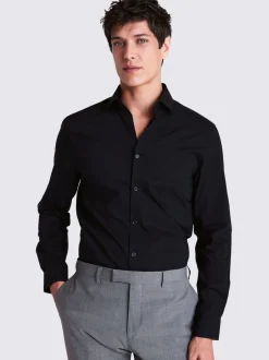 MOSS Noir - Ajusté - Chemise extensible Clearance