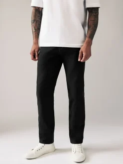 Next - Ajustement droit - Pantalon chino stretch Noir Discount
