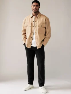 Next - Ajustement droit - Pantalon chino stretch Noir Discount