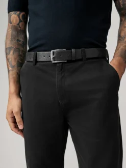 Next Noir - Ajustement droit - Pantalons chino à ceinture doux au toucher Hot