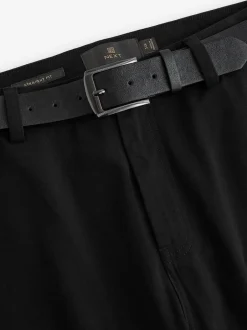 Next Noir - Ajustement droit - Pantalons chino à ceinture doux au toucher Hot