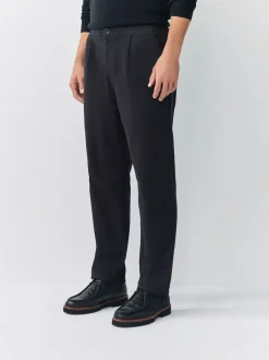 Next Noir - Ajustement droit - Pantalons Chinos extensibles plissés avec taille élastique