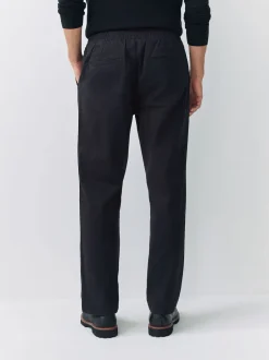 Next Noir - Ajustement droit - Pantalons Chinos extensibles plissés avec taille élastique