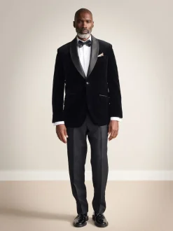 Next Noir - Ajustement régulier - Blazer Signature Pontoglio en velours italien avec revers châle New