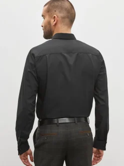 Next Noir - Ajustement régulier - Chemise intelligente à double poignet facile d’entretien Sale