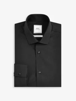 Next Noir - Ajustement régulier - Chemise intelligente à double poignet facile d’entretien Sale