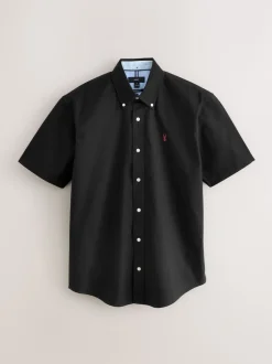 Next - Ajustement régulier - Chemise Oxford à manches courtes Noir Online
