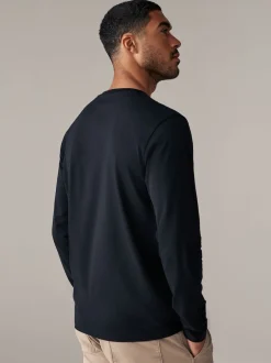 Next - Ajustement régulier - T-shirt à manches longues de cou d'équipage Noir Clearance