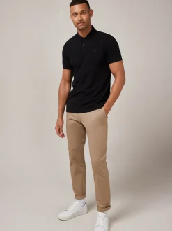 Next - Ajustement régulier - Polo Manches courtes Pique Noir Clearance