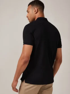 Next - Ajustement régulier - Polo Manches courtes Pique Noir Clearance