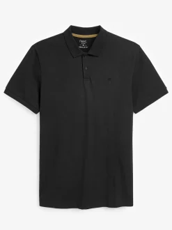 Next - Ajustement régulier - Polo Manches courtes Pique Noir Clearance