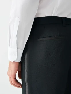 Next Noir - Ajustement régulier - Pantalon de smoking texturé avec détail de ruban adhésif Discount