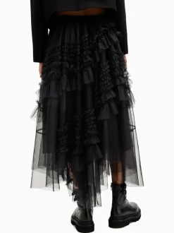 All Saints Noir - Allsaints Jen Tulle Jupes Discount