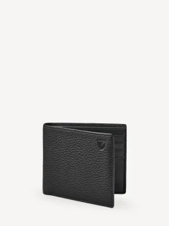 Aspinal of London Noir - Billfold Wallet 8CC Pebble avec cuir intérieur lisse Online