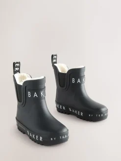 Baker by Ted Baker Noir - bottes de bien-être doublées de fausse fourrure garçon Clearance