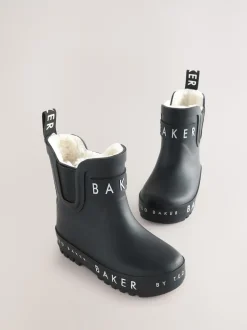 Baker by Ted Baker Noir - bottes de bien-être doublées de fausse fourrure garçon Clearance