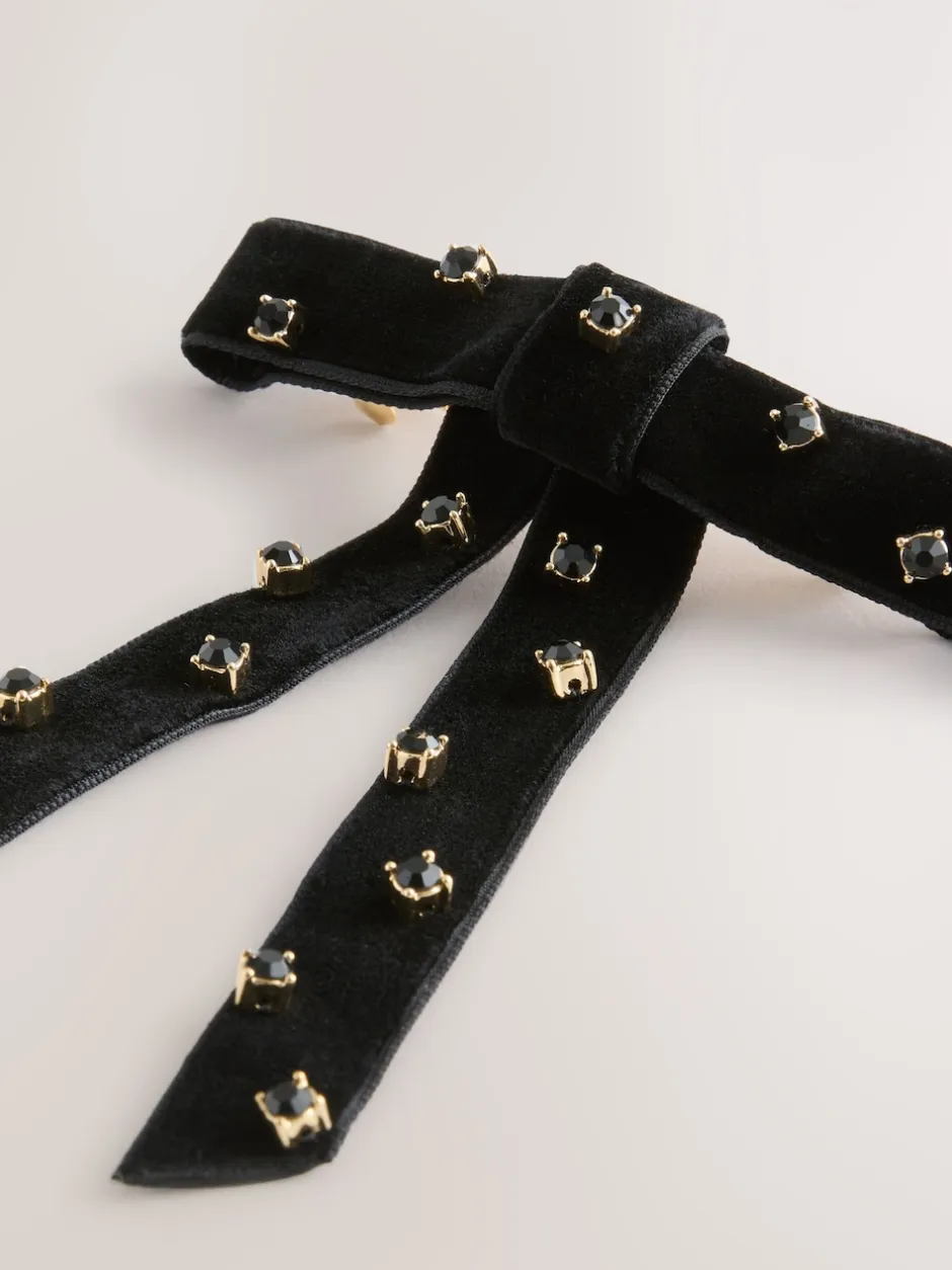 Next Noir - Barrette à cheveux en velours avec ornements d’un nœud Best