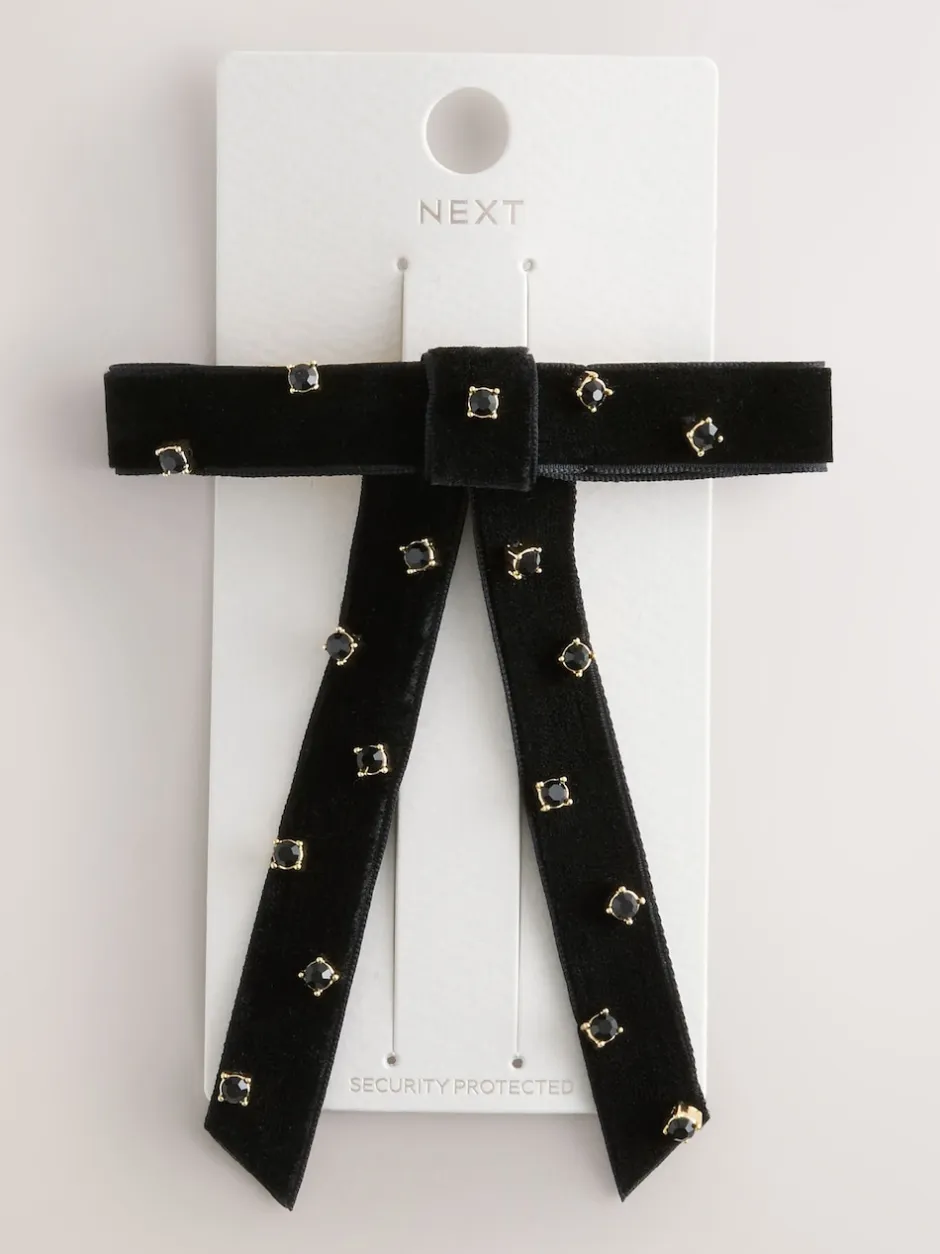 Next Noir - Barrette à cheveux en velours avec ornements d’un nœud Best