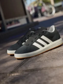 adidas - Baskets Grand Court 00s en daim et dentelle pour enfant Noir New