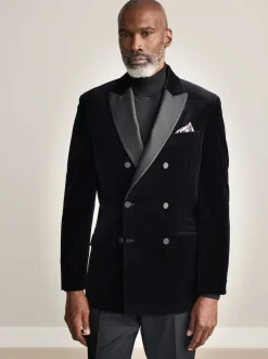 Next Noir - Blazer croisé en velours italien Signature Pontoglio Hot