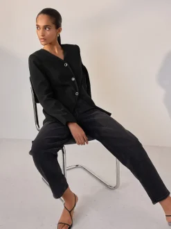 Next Noir - Blazer sans col en V Clearance