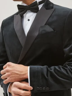 Next Noir - Blazer slim à double boutonnage en velours New