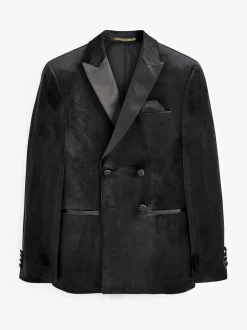 Next Noir - Blazer slim à double boutonnage en velours New