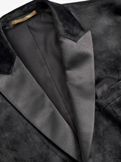 Next Noir - Blazer slim à double boutonnage en velours New