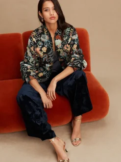 Next Noir - Blouson bomber en jacquard fleuri Clearance