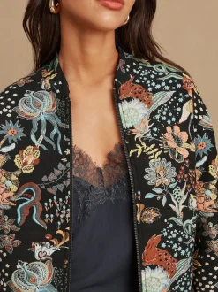 Next Noir - Blouson bomber en jacquard fleuri Clearance