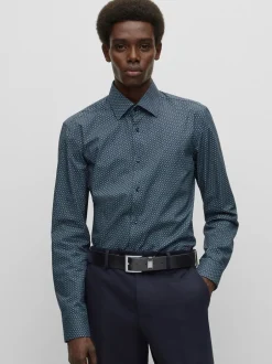 BOSS Noir - Ceintures de cuir en métal brossé New